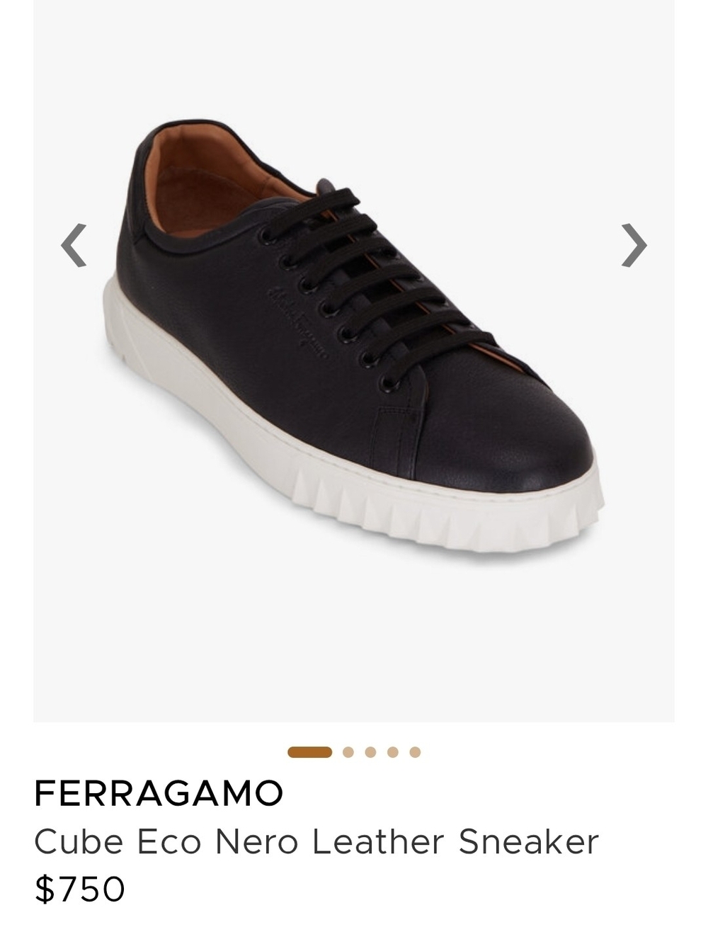 Salvatore Ferragamo Black Leather Low-Top Sneaker with White Sole